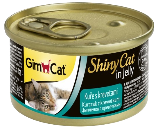 GimCat ShinyCat консервы для кошек, 70 г. Цыпленок с креветками