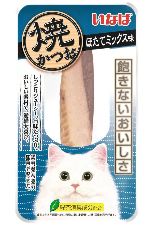 INABA. Yaki Tuna . лакомство для кошек  филе тунца  со вкусом морского гребешка  12г