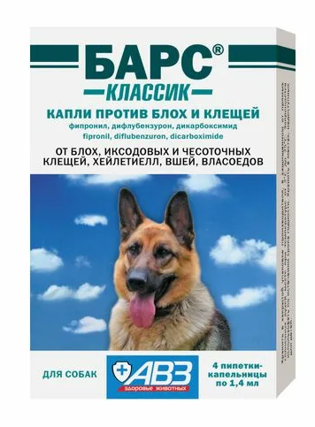 БАРС Классик капли инсектоакарицидные для собак (4 пипетки)