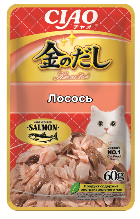INABA. Kinnodashi Пауч для кошек. Лосось в желе для кошек, 60 гр