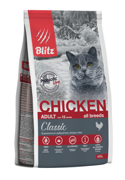BLITZ Classic. Корм для взрослых кошек с курицей