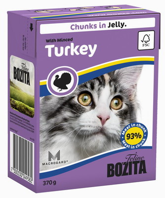 BOZITA Tetra Pac для кошек с рубленой индейкой (кусочки в желе)