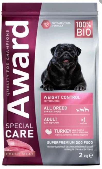 AWARD SPECIAL CARE Weight Control  собак всех пород для контроля веса со свежим мясом индейки