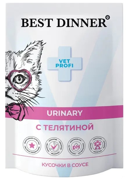 Бэст Диннер Exclusive Vet Profi пауч диета для кошек Urinary с Телятиной