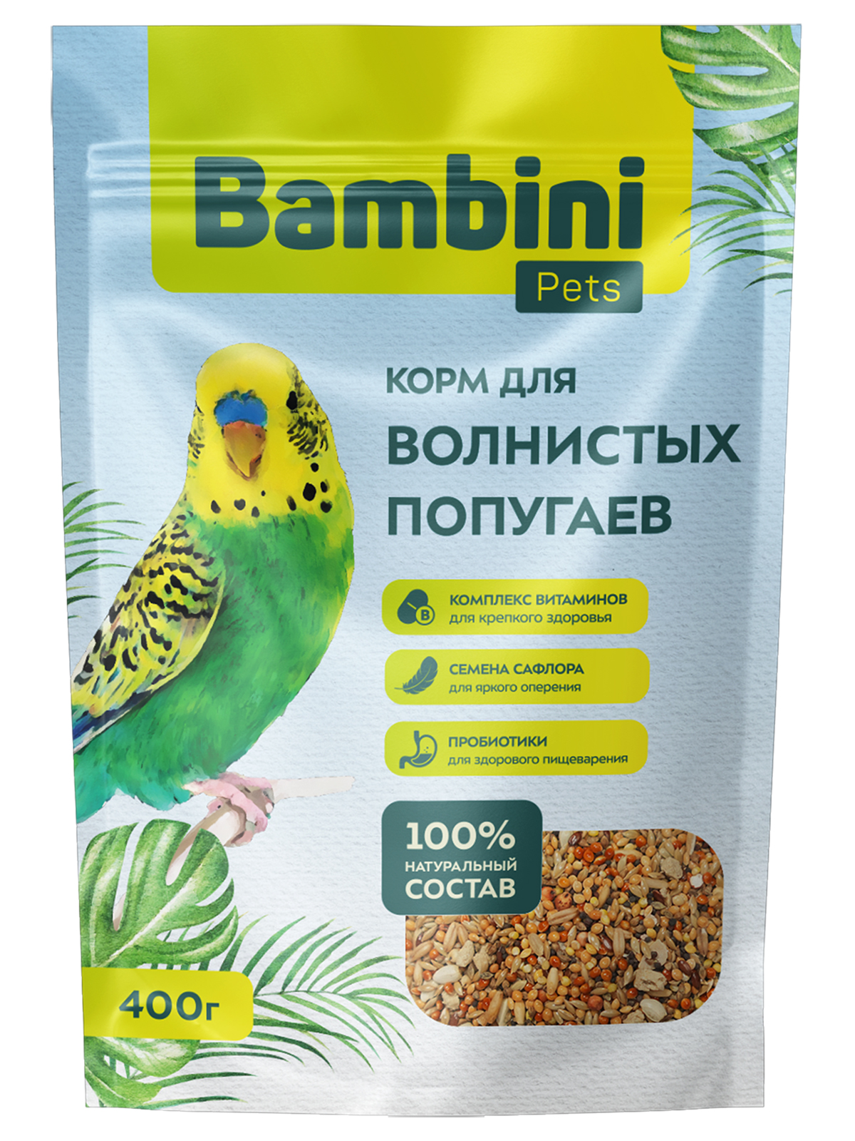 Bambini Pets Корм для волнистых попугайчиков, 400 г
