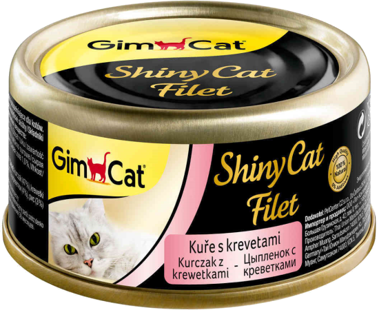 GimCat ShinyCat Filet консервы для кошек, 70 г. Цыпленок с креветками