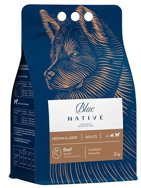 BLUE NATIVE HOLISTIC BEEF сухой корм для собак средних и крупных пород говядина
