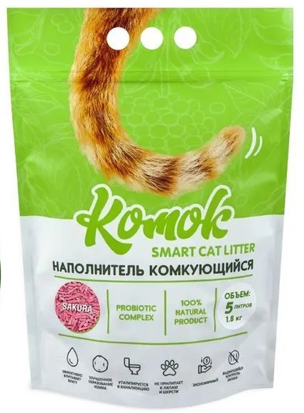 Наполнитель КОМОК Smart Cat Litter комкующийся, SAKURA