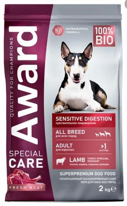AWARD SPECIAL CARE Sensitive Digestion для взрослых собак всех пород с чувств. пищ. ягненок