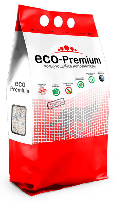 Eco Premium Blue наполнитель древесный комкующийся без запаха, 55л
