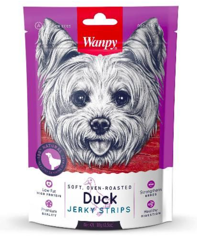 Wanpy Dog Лакомство. Утка в форме полосочек, мягкие. 100г