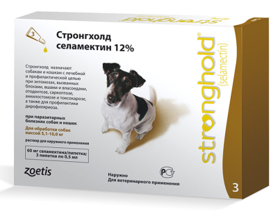 Стронгхолд капли  д/собак 5.1-10.0 кг, 60 мг, 0.5 мл 1 ПИПЕТКА