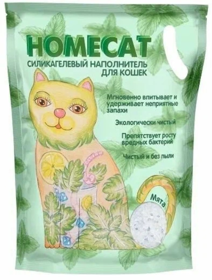 HOMECAT Мята силикагелевый наполнитель для кошачьих туалетов с ароматом мяты