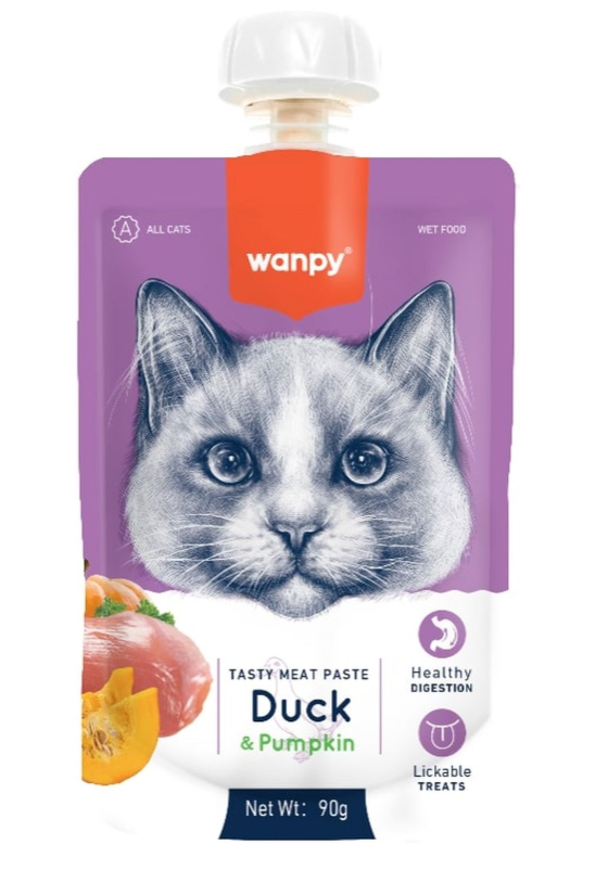 Wanpy Cat Лакомство для кошек Мясной мусс из утки и тыквы 90 г