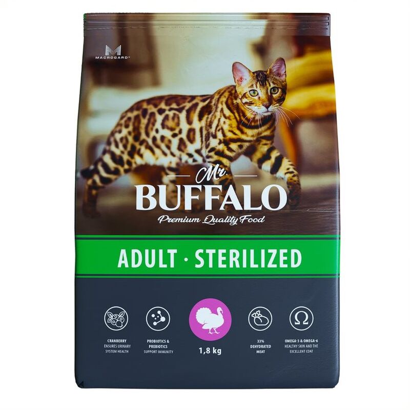 MR.Buffalo сухой корм для кошек STERILIZED индейка