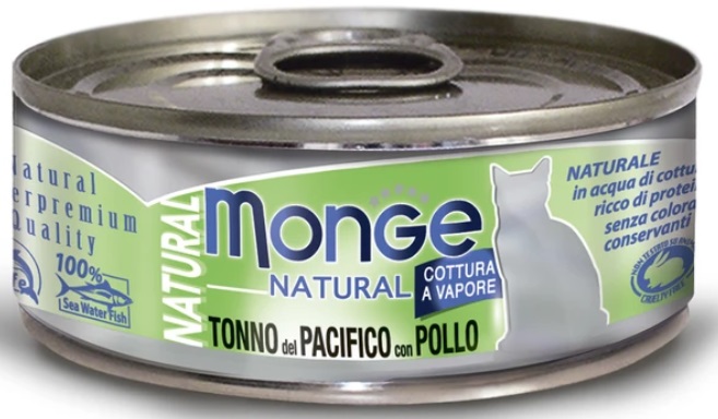 Monge Cat Natural консервы для кошек,тихоокеанский тунец с курицей, 80г