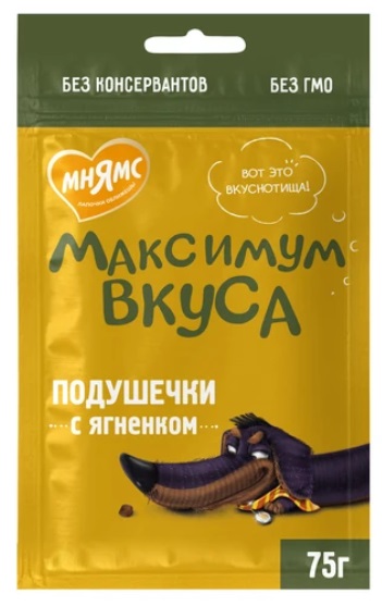 Лакомство Мнямс подушечки с ягненком для собак «Максимум вкуса»