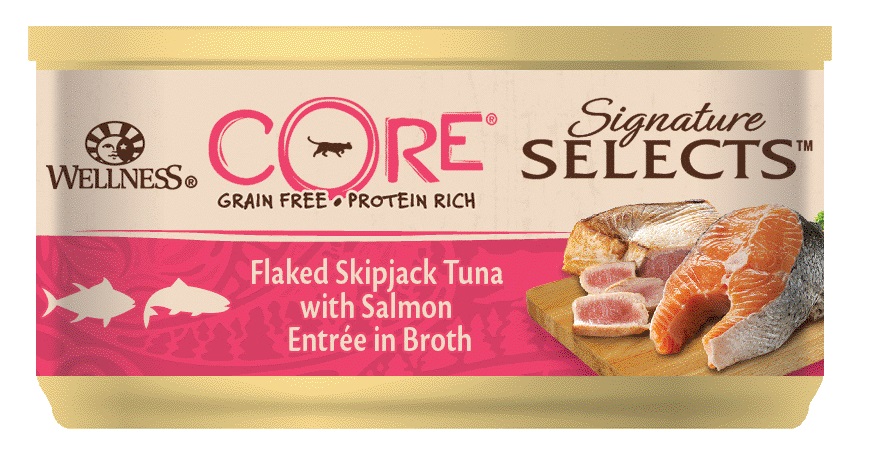 CORE SIGNATURE SELECTS консервы для кошек тунец с лососем в виде кусочков в бульоне