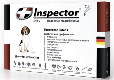 Inspector Quadro Капли от внешних и внутренних паразитов для собак, (от 10 до 25 кг)
