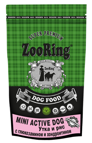 ZooRing. Mini ActivDog. Для активных собак мини пород. С уткой и рисом.