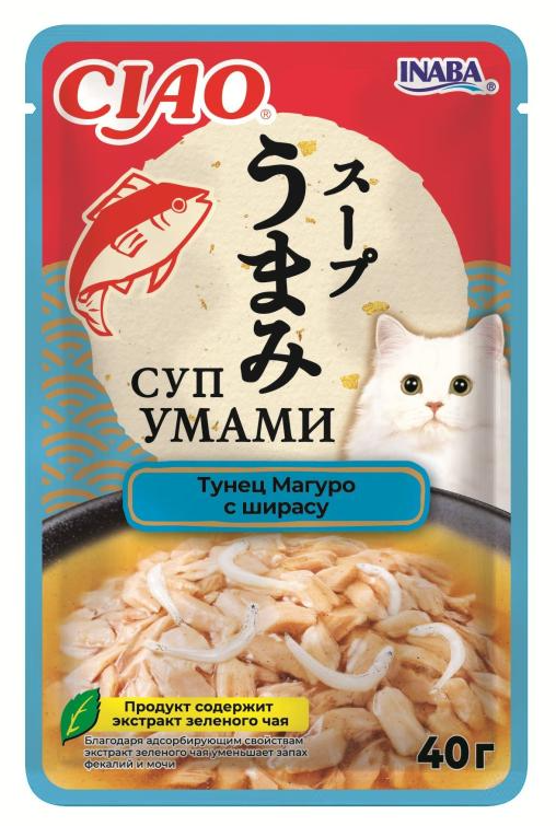 INABA. Ciao Суп Умами пауч для кошек. Тунец Магуро, Ширасу, 40 г
