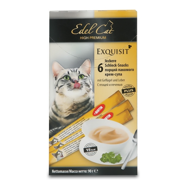 Эдель Кет Лакомство Крем-Суп с птицей и печенью для кошек