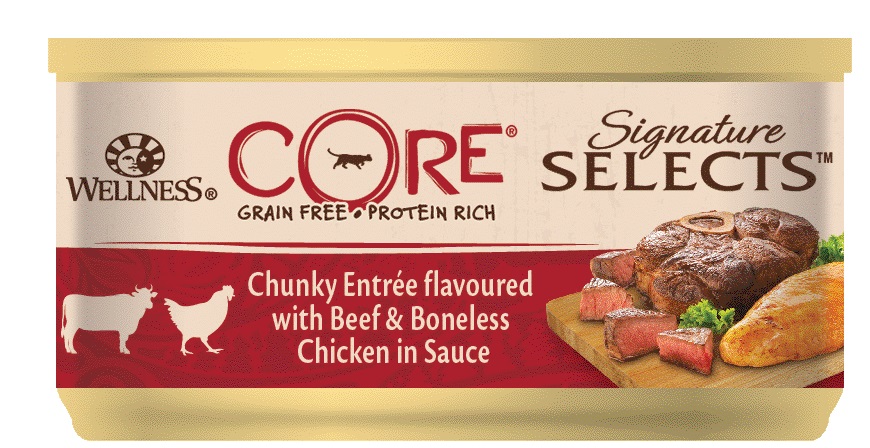 CORE SIGNATURE SELECTS консервы для кошек говядина с курицей в виде кусочков в соусе