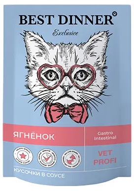 Бэст Диннер  Exclusive Vet Profi Пауч диета для кошек Gastro-intestinal с Ягненком