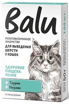 Балу.Мультивитаминное лакомство для выведения шерсти кошек с таурином и инулином