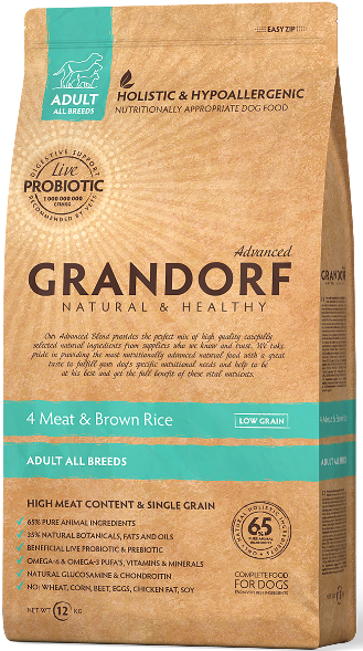 GRANDORF PROBIOTIC Adult All Breeds 4 мяса с бурым рисом для всех пород