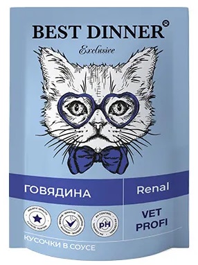 Бэст Диннер Exclusive Vet Profi Пауч диета для кошек Renal с Говядиной