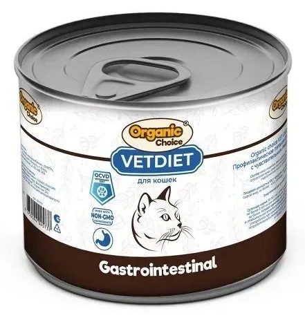 Organic Choice VET Gastrointestinal для взрослых кошек с чувствительным пищеваернием, 240гр