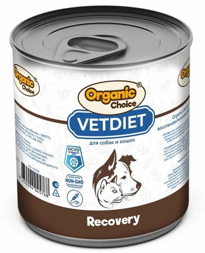 Organic Choice VET Recovery для собак и кошек восстановительная диета, 340гр