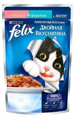 FELIX Двойной вкус для кошек Лосось и форель (пауч)
