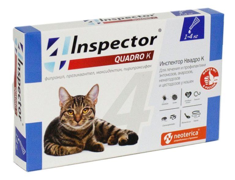 Inspector Quadro К Капли на холку для кошек от 1кг до 4 кг
