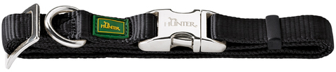 Hunter ошейник для собак ALU-Strong нейлон с металлической застежкой черный