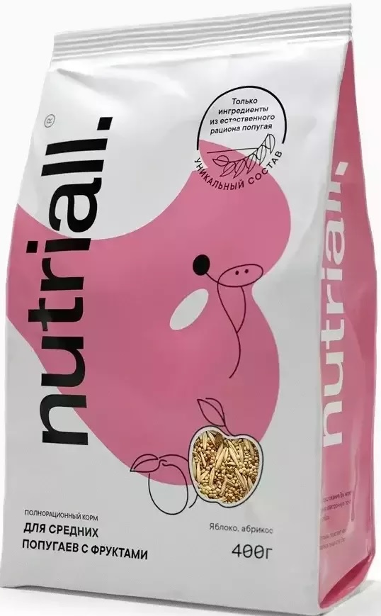Полнорационный корм Nutriall для средних попугаев с фруктами