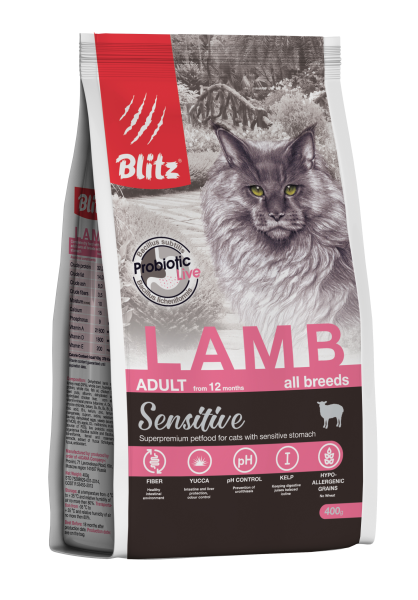 BLITZ Sensitive. Корм для взрослых кошек с ягненком